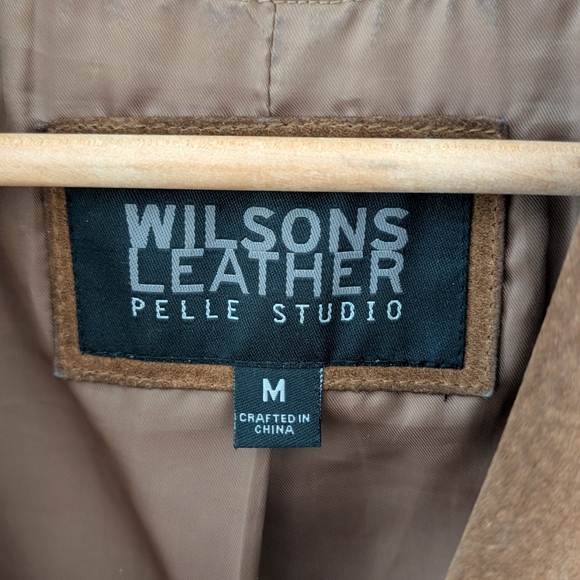 Vintage Wilson's Leather Suede Embroidered Floral Jacket In Camel Tan - Picture 10 of 11